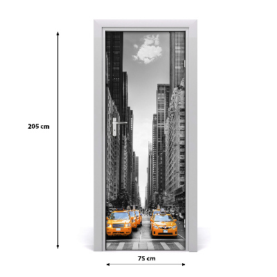 Self-adhesive door wallpaper Taxis new york