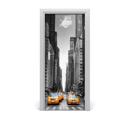 Self-adhesive door wallpaper Taxis new york