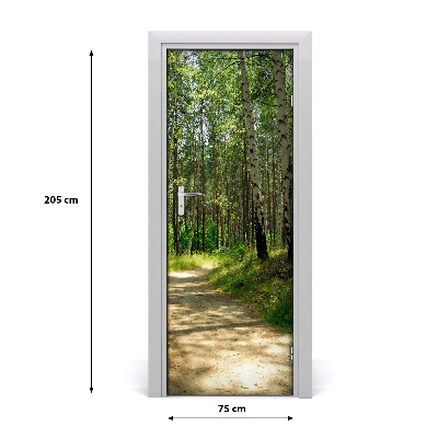 Door wallpaper Birch forest