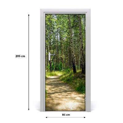 Door wallpaper Birch forest