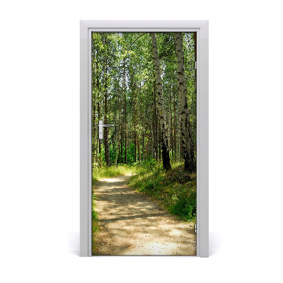 Door wallpaper Birch forest