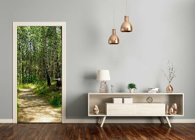 Door wallpaper Birch forest