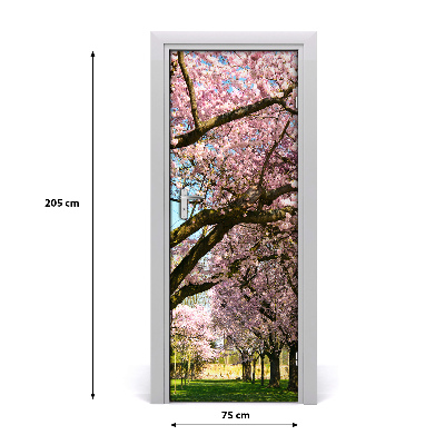 Door wallpaper Cherry trees