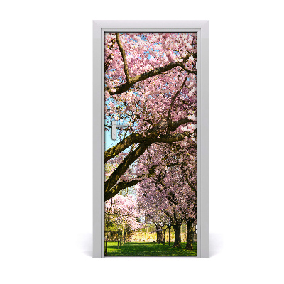 Door wallpaper Cherry trees