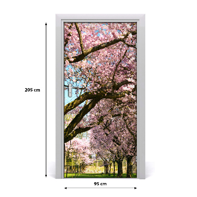 Door wallpaper Cherry trees