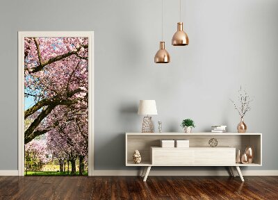 Door wallpaper Cherry trees