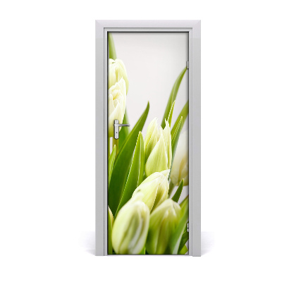 Self-adhesive door veneer White tulips