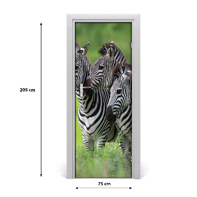 Self-adhesive door sticker The wall three zebras