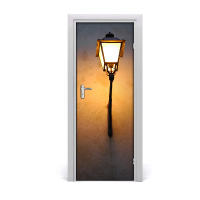 Self-adhesive door wallpaper Old street lamp