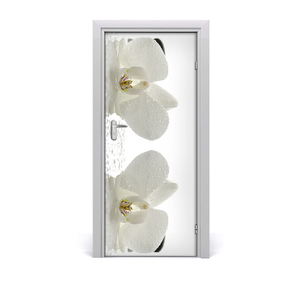 Self-adhesive door sticker Orchid and stones