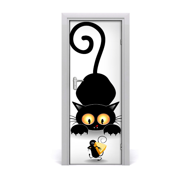Self-adhesive door sticker Wall cat and mouse