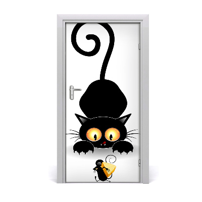 Self-adhesive door sticker Wall cat and mouse