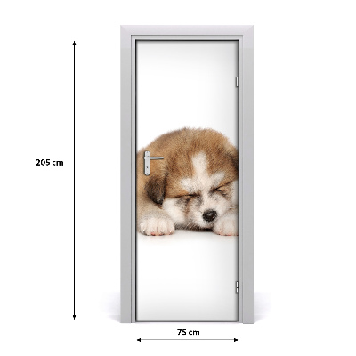 Self-adhesive door sticker Akita puppy