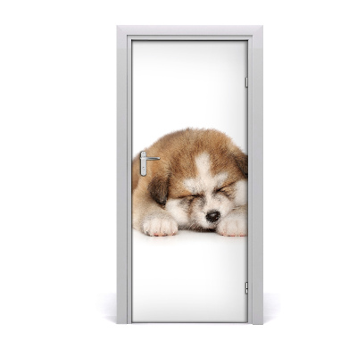 Self-adhesive door sticker Akita puppy