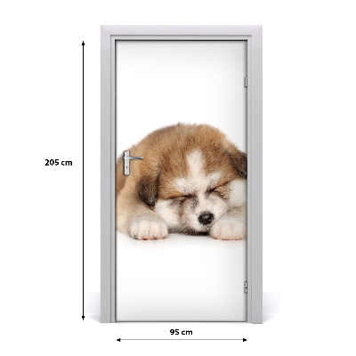 Self-adhesive door sticker Akita puppy