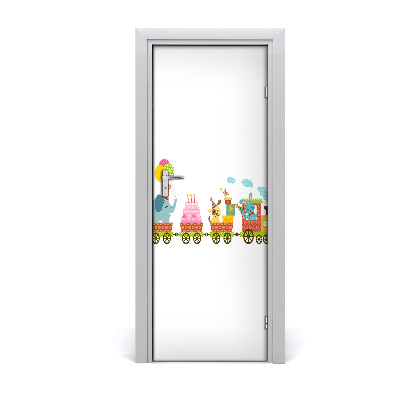 Self-adhesive door sticker Cheerful train