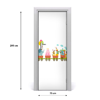 Self-adhesive door sticker Cheerful train