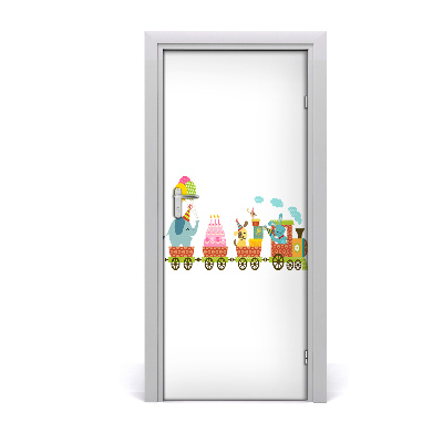 Self-adhesive door sticker Cheerful train