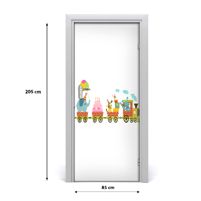 Self-adhesive door sticker Cheerful train