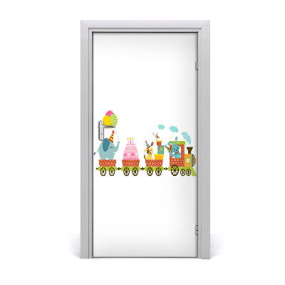 Self-adhesive door sticker Cheerful train