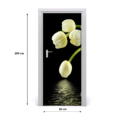 Self-adhesive door sticker White tulips