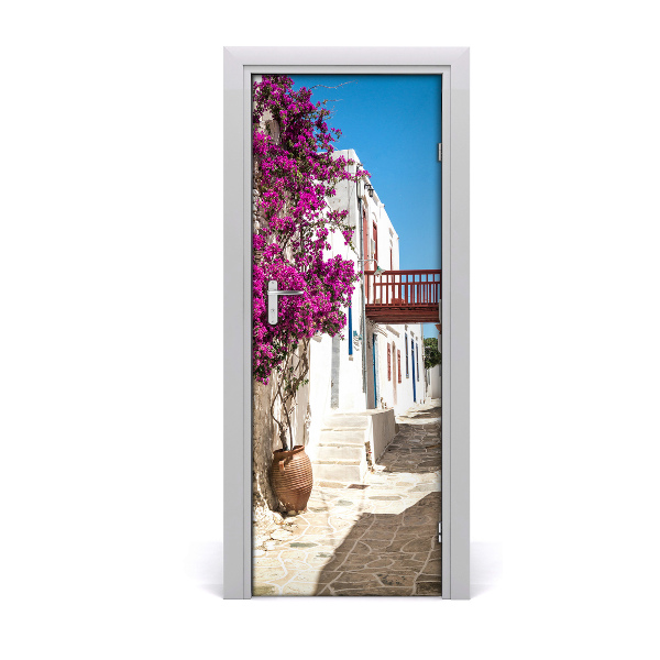 Self-adhesive door wallpaper Greek streets