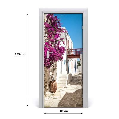 Self-adhesive door wallpaper Greek streets