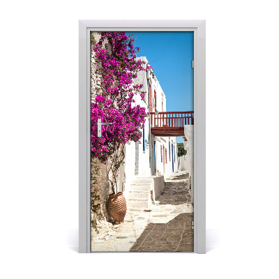 Self-adhesive door wallpaper Greek streets