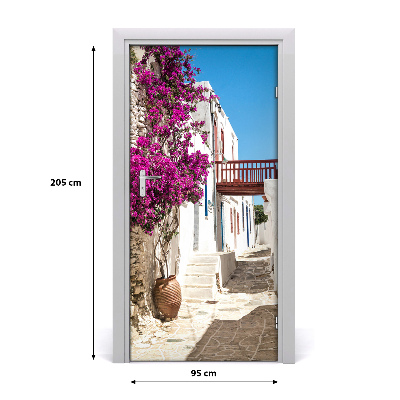 Self-adhesive door wallpaper Greek streets