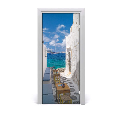 Self-adhesive door wallpaper Greek streets