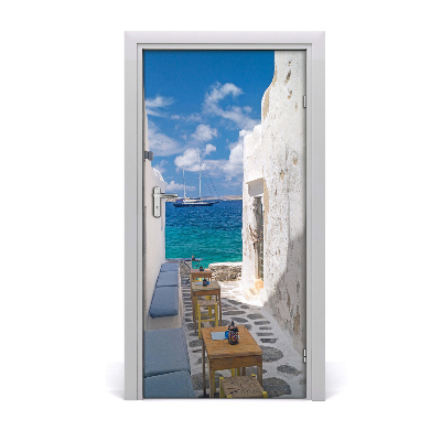 Self-adhesive door wallpaper Greek streets