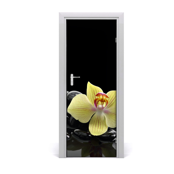 Self-adhesive door sticker Orchid and stones