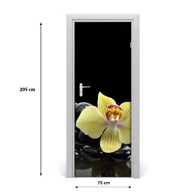 Self-adhesive door sticker Orchid and stones