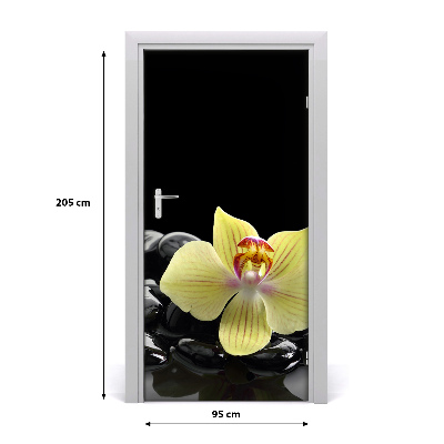 Self-adhesive door sticker Orchid and stones