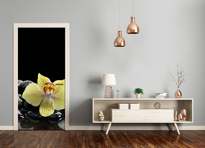 Self-adhesive door sticker Orchid and stones