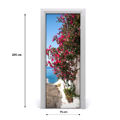 Self-adhesive door wallpaper Greek streets