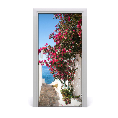 Self-adhesive door wallpaper Greek streets