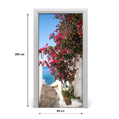 Self-adhesive door wallpaper Greek streets