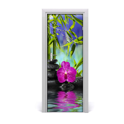 Self-adhesive door sticker Orchid and bamboo