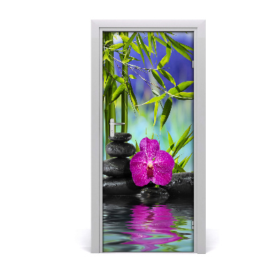 Self-adhesive door sticker Orchid and bamboo