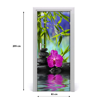 Self-adhesive door sticker Orchid and bamboo