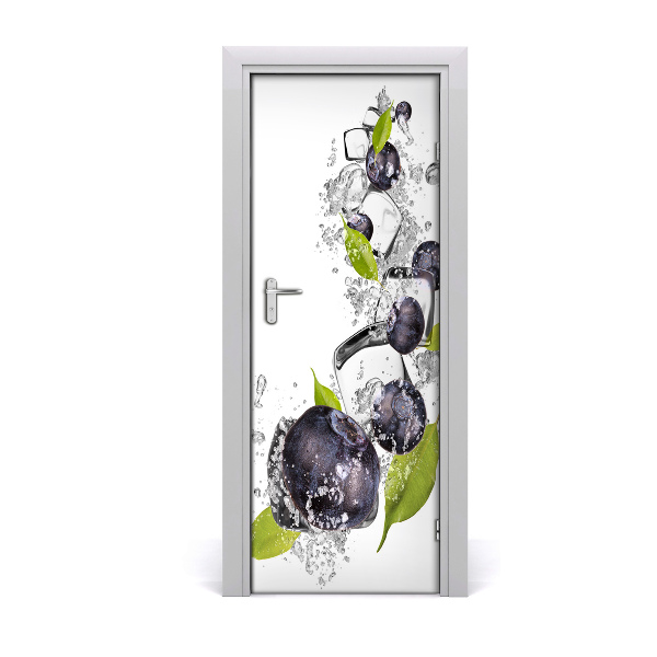 Self-adhesive door sticker Blueberries and ice