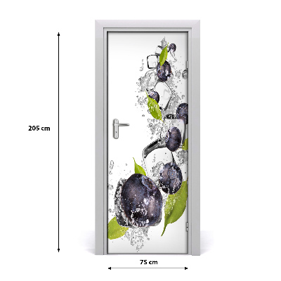 Self-adhesive door sticker Blueberries and ice