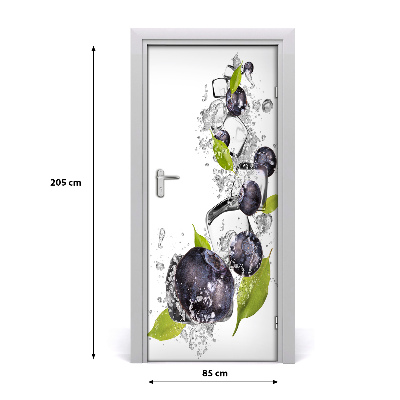 Self-adhesive door sticker Blueberries and ice