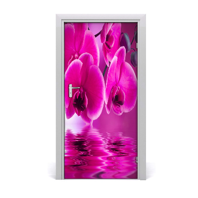 Self-adhesive door sticker Pink orchid