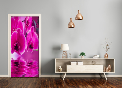 Self-adhesive door sticker Pink orchid