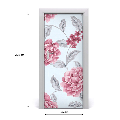 Self-adhesive door wallpaper Peonies