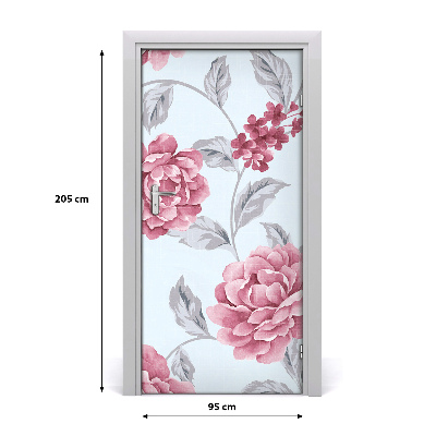 Self-adhesive door wallpaper Peonies