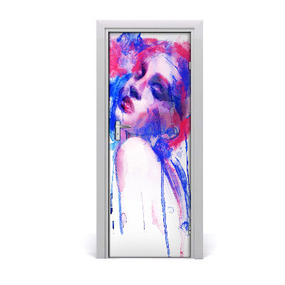 Self-adhesive door sticker Abstraction of a woman