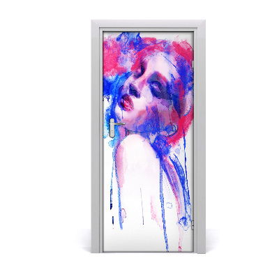 Self-adhesive door sticker Abstraction of a woman